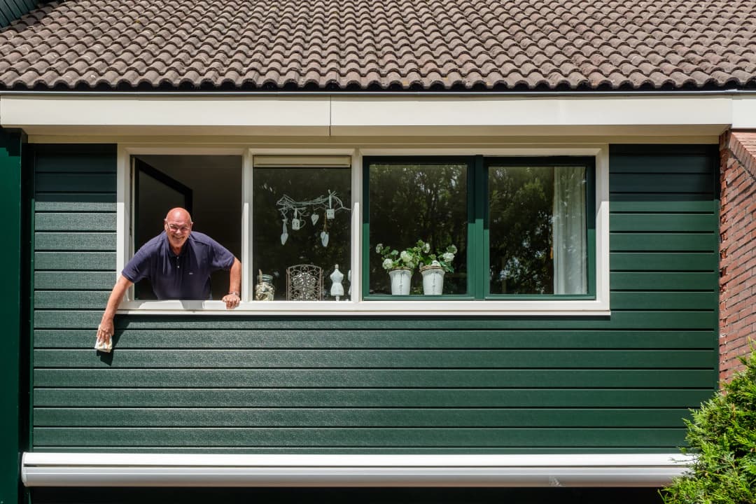 Gevelbekleding sponningdeel 143 - Mosgroen vooraanzicht huis