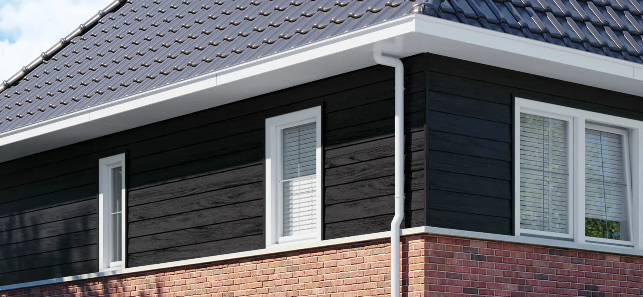 Gevelbekleding potdeksel 177 - Zwart Eiken huisaanzicht