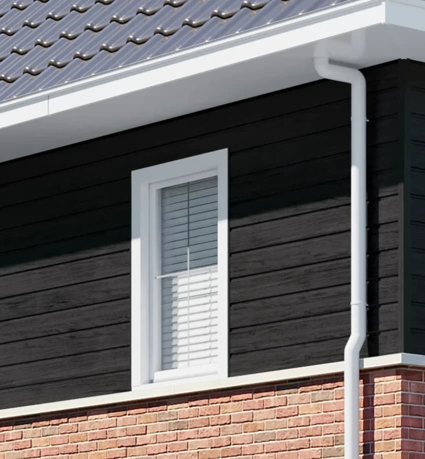 Gevelbekleding sponningdeel 143 - Zwart eiken huisaanzicht